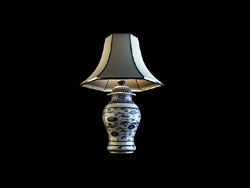 Modelo en 3D de azul y blanco de porcelana lmpara de mesa (con material)