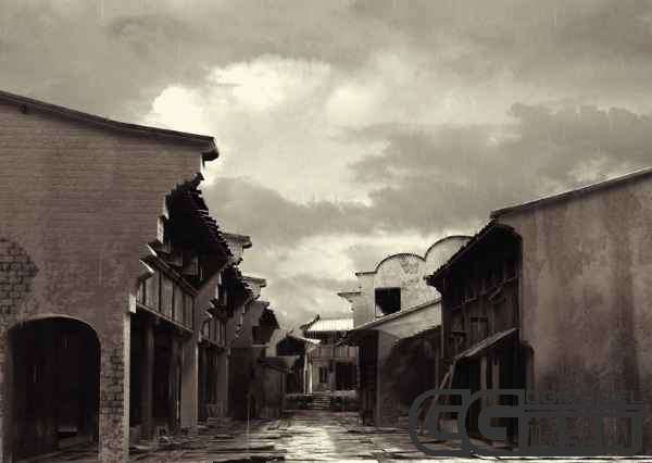 Modelo en 3D del antiguo edificio de Qing de China
