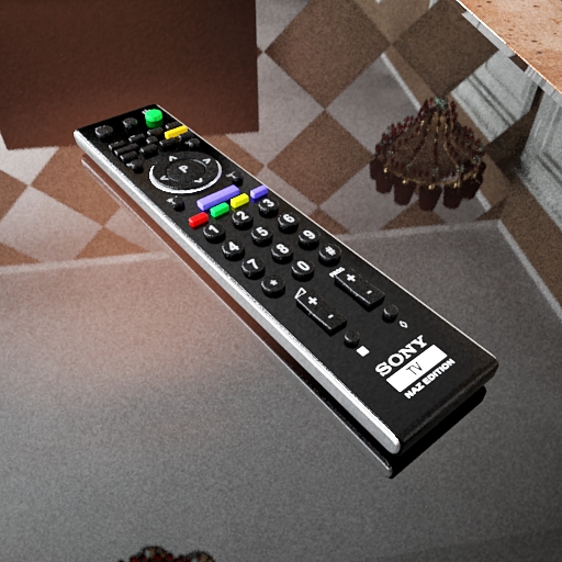 Modelo en 3D de Sony TV con control remoto
