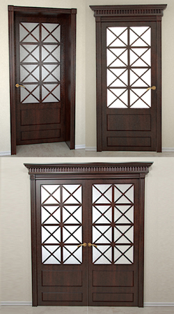 3D modelo de tres puertas de madera maciza