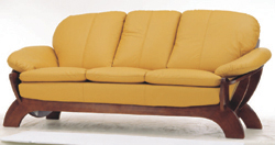 Tres finales simple de madera del sof tela amarilla modelo 3D