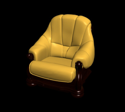 Vintage silln de cuero amarillo modelo 3D de un solo
