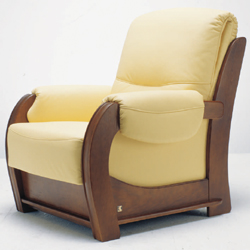 Inclinado sof respaldo de una sola base de madera modelo 3D (incluyendo materiales)