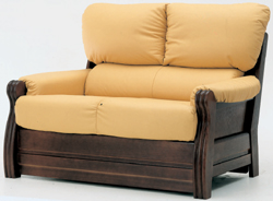 Doble suave tela amarilla de madera 3D sof modelo de la final (incluidos los materiales)