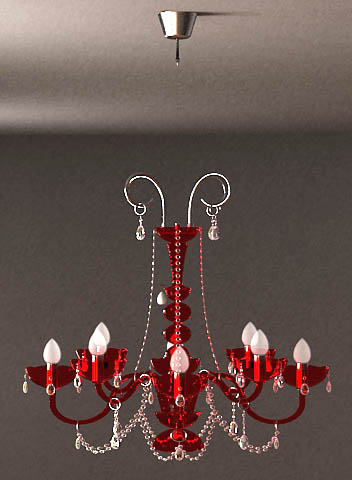 Modelo en 3D de la lmpara de cristal de color rojo
