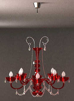 Modelo en 3D de la lmpara de cristal de color rojo
