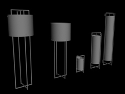 Modelo 3D de los cinco lmparas de pie a casa (incluidos los materiales)