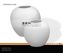 Blanco hueso botellas ovalada de porcelana decorada modelo 3D
