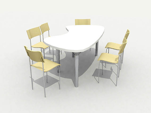 Modelo 3D de un clido hogar mesas de comedor y sillas
