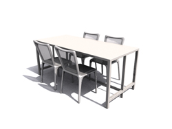 Compuesto de mesas de madera y sillas de comedor sencillo modelo 3D