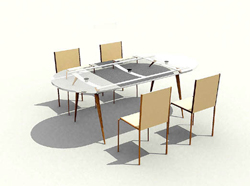 D modelo simple de mesas de cristal y sillas de comedor