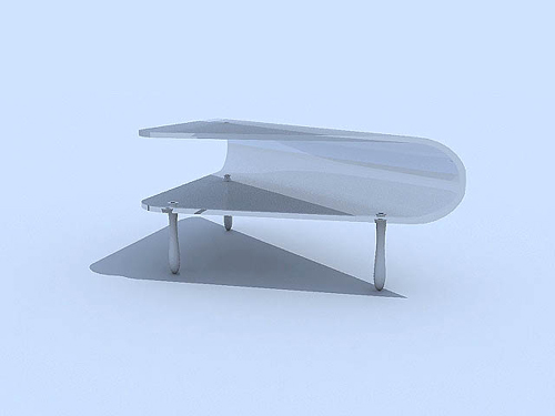 Vidrio blanco Mesa de Modelo en 3D de la Moda
