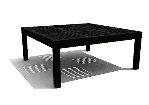 Modelo 3D de un negro mesa de madera caf cuadrados
