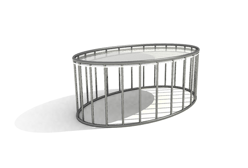 Modelo 3D de la mesa de metal ovalado de caf
