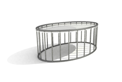 Modelo 3D de la mesa de metal ovalado de caf