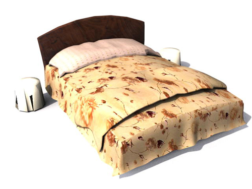 Modelo 3D de la tradicional cama doble de madera
