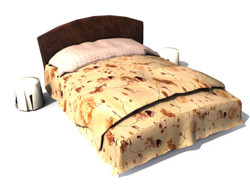 Modelo 3D de la tradicional cama doble de madera