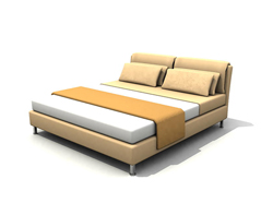 Modelo en 3D de los muebles modernos, cama moderna