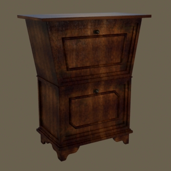 De estilo europeo, de dos niveles del gabinete Modelo en 3D de la madera antigua
