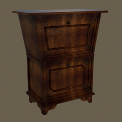 De estilo europeo, de dos niveles del gabinete Modelo en 3D de la madera antigua