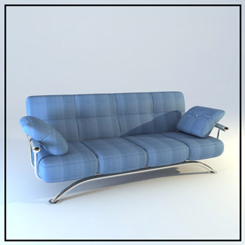 Modelo 3D de un sof azul sobre la moda
