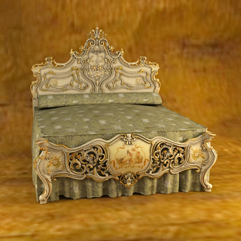 De estilo europeo de cama de lujo modelo 3D de la madera
