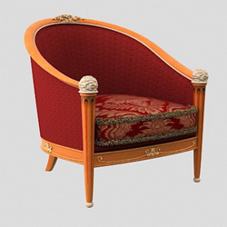 Europea de tela roja de madera silla reclinable Modelo en 3D