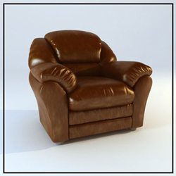 Retro silln de cuero marrn modelo 3D