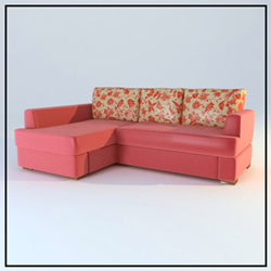 Sof de tela de color rosa clido y suave modelo 3D