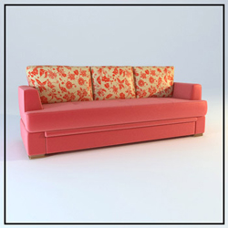 Tela suave color rosa casa sof modelo 3D de la doble
