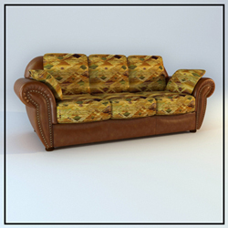 Decoracin retro sof de cuero modelo 3D de