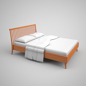 3D simple cama de madera modelo menguante
