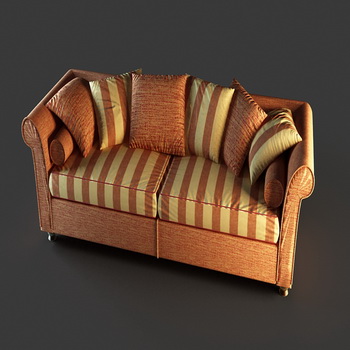 De cuero de estilo europeo sof modelo 3D de espuma almohadilla de casa
