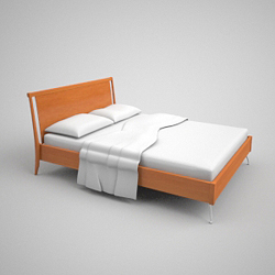 Fresca y simple de madera de estilo cama Modelo en 3D