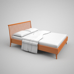 3D simple cama de madera modelo menguante