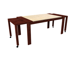 Slida mesa de madera rectangular, con el rodillo