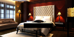 Hotel dormitorio de estilo moderno y minimalista