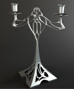 De metal plateado modelo de vela