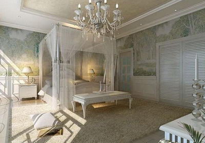 dormitorio de estilo europeo blanco