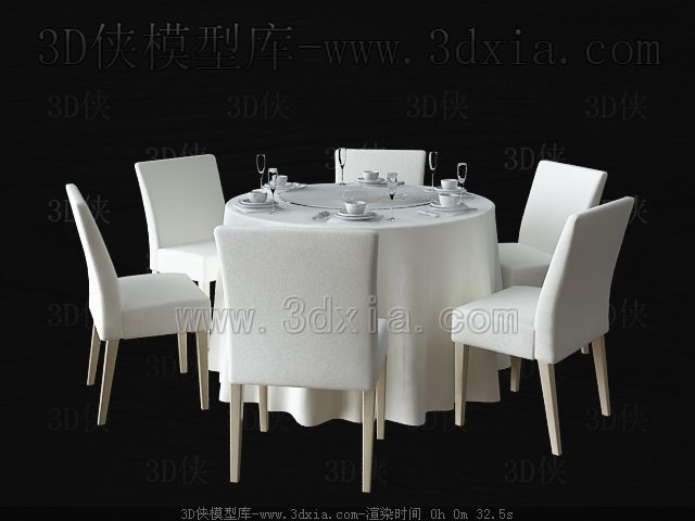 Simple mesa redonda y sillas blancas