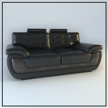 De cuero negro sof-cama doble