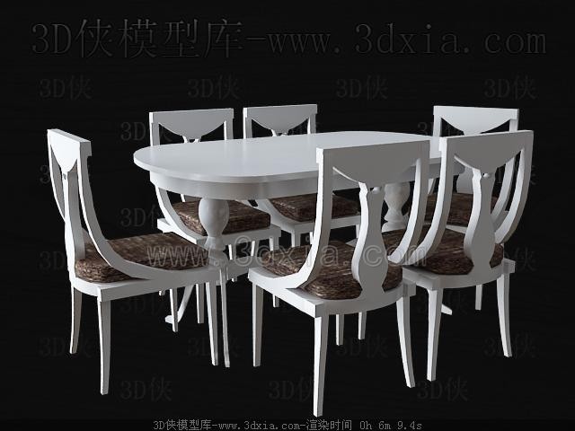 Blanco de mesa comedor y sillas de madera 3d model download,free ... Sillas y mesas de madera blanco