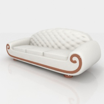 Sof de cuero blanco modelo 3D