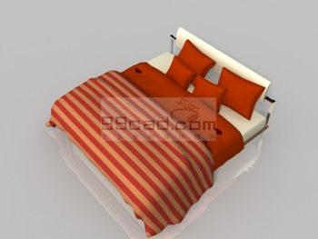 Simple modelo 3D de la cama del hogar de tela