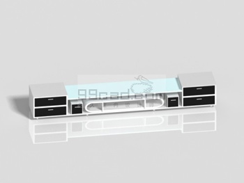 Moda en blanco y negro mosaico Mueble de televisin de modelos en 3D