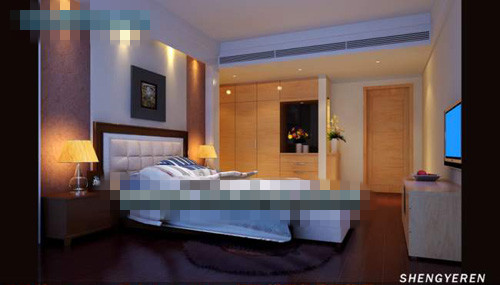Dormitorio sencillo y compacto modelo 3d