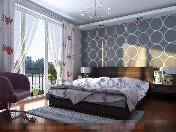 Blanco dormitorio moda de estilo simple