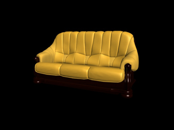 Tres sofs de cuero amarillo