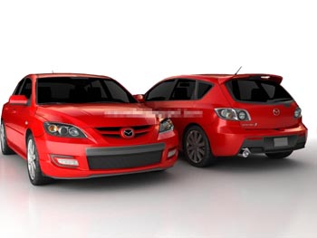 Red Mazda hatchback