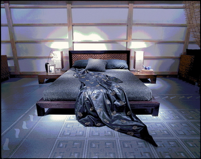 Modelo 3D de la cama de madera oscura